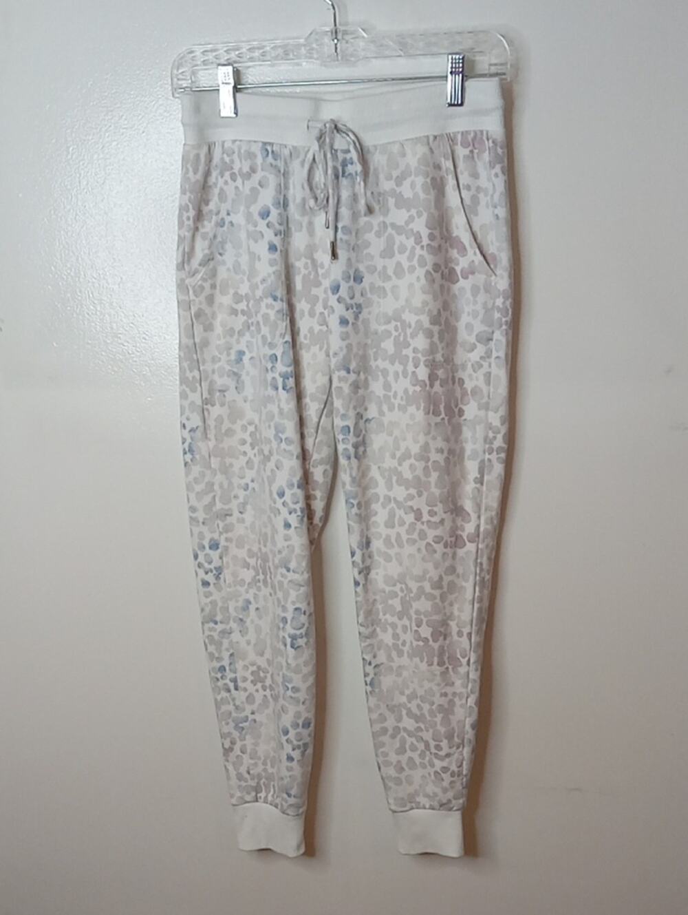 Stars Above Women's XS Light Neutral Leopard Print Joggers - Drawstring Waist